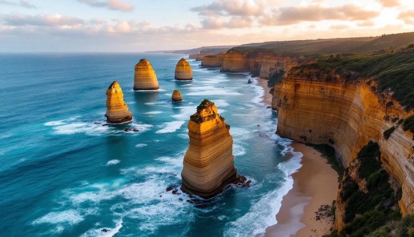 Bay of Islands sea stacks panorama along the Great Ocean Road