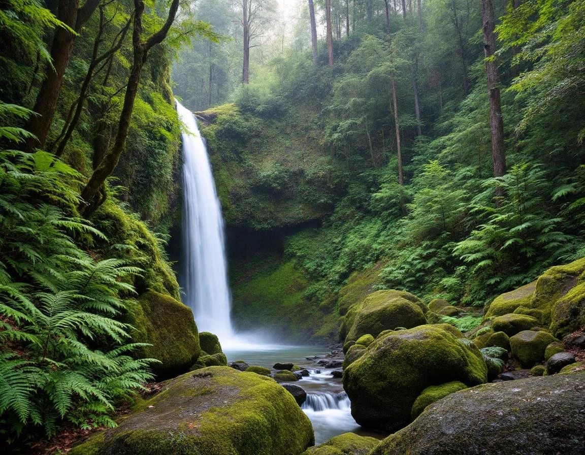Erskine Falls cascading through temperate rainforest in Great Otway National Park