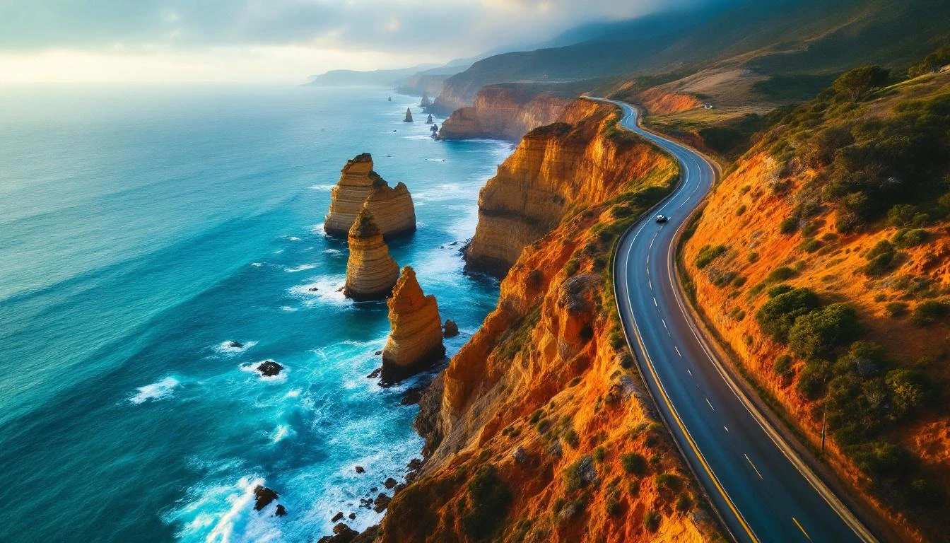 Driving the cliff section of the Great Ocean Road