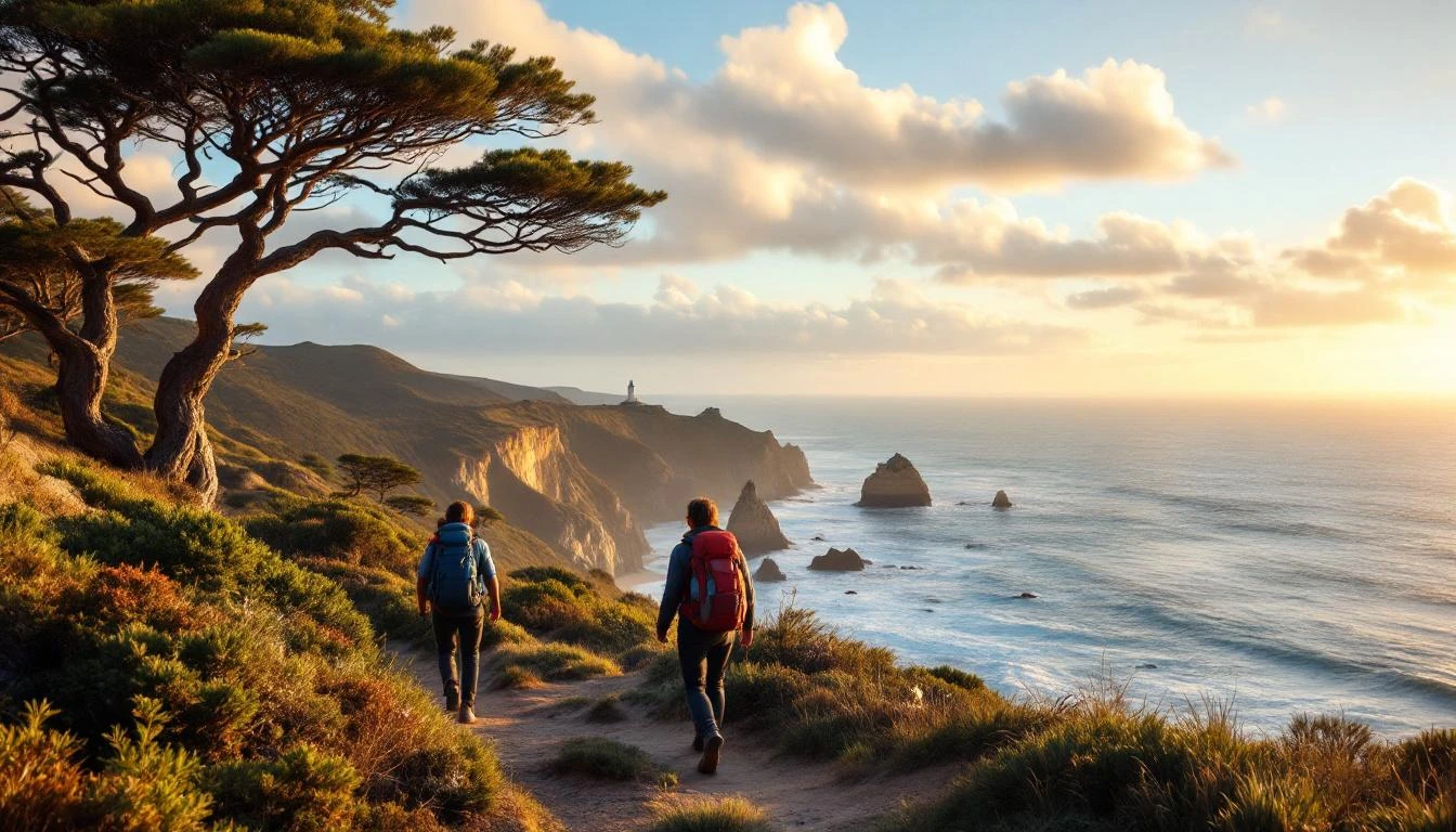 Hikers along the Great Ocean Walk near Cape Otway