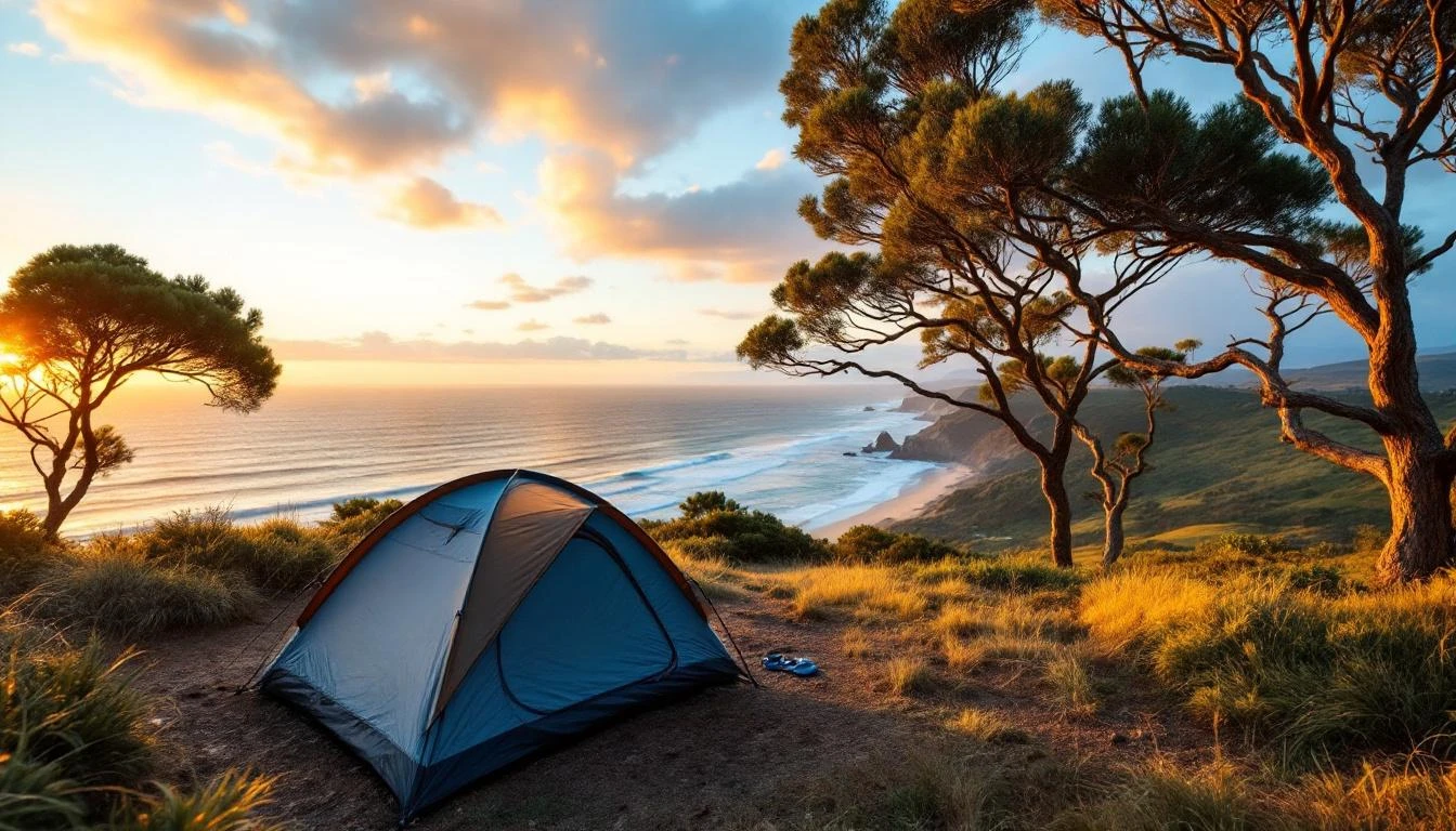 Walk-in coastal camping along the trail