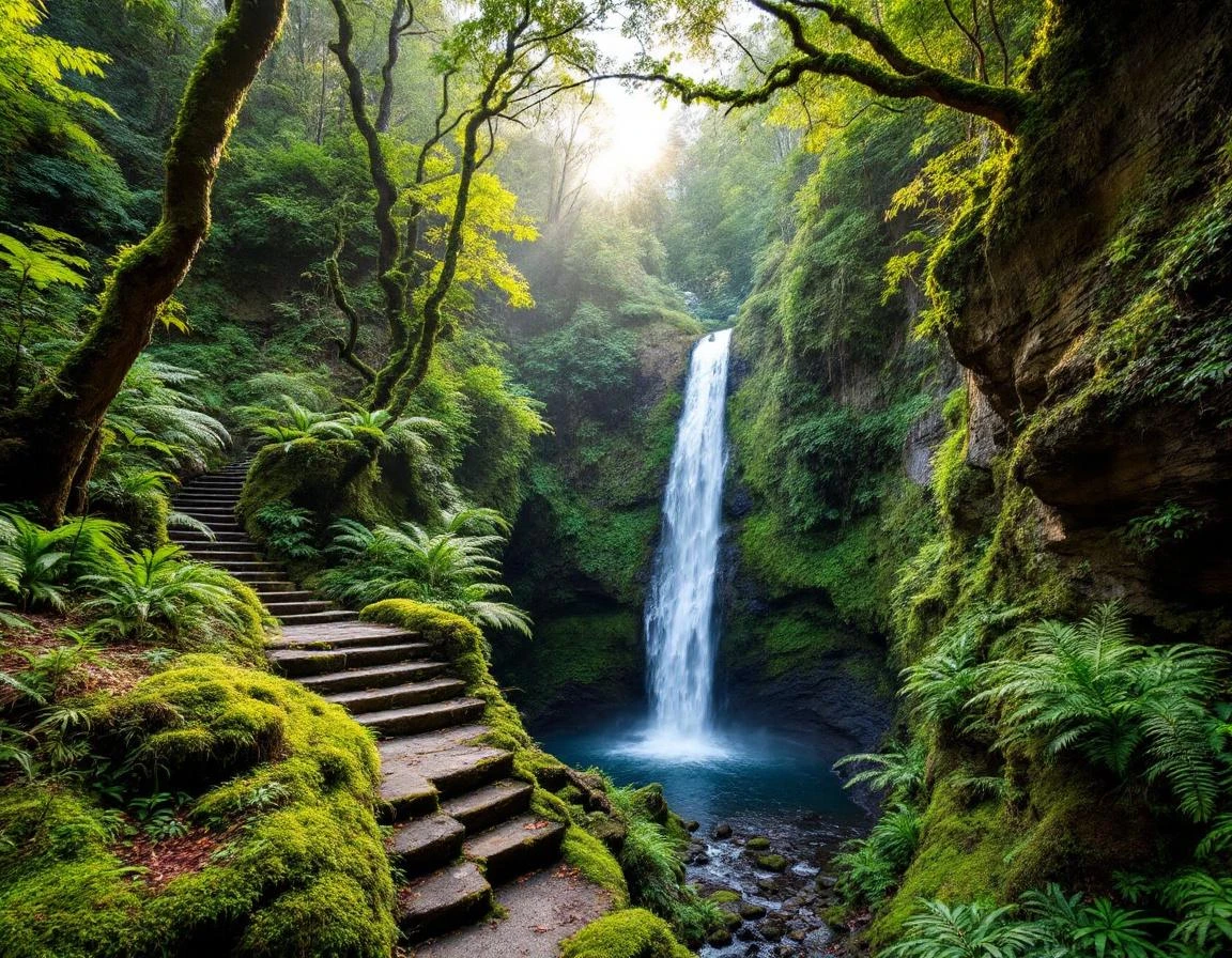 Erskine Falls cascading through tree-fern gully near Lorne