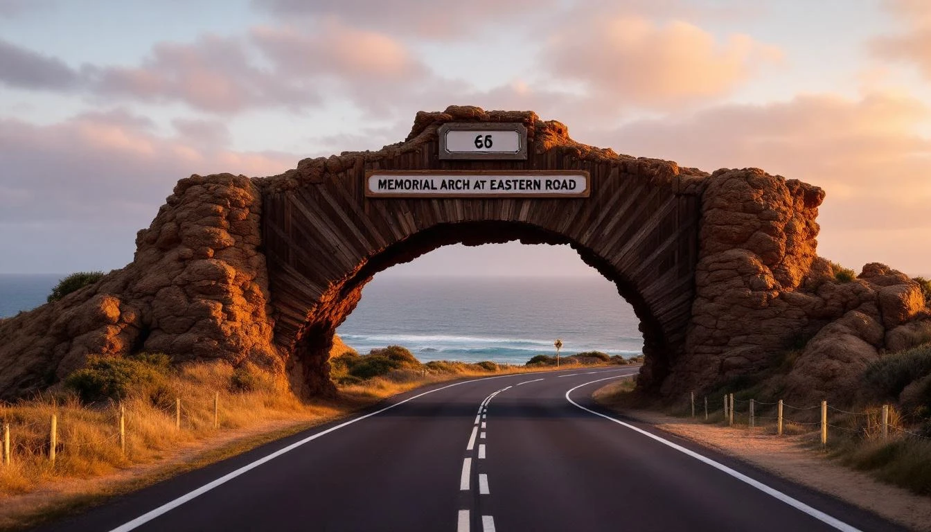 Memorial Arch at Eastern View marking the start of the Great Ocean Road