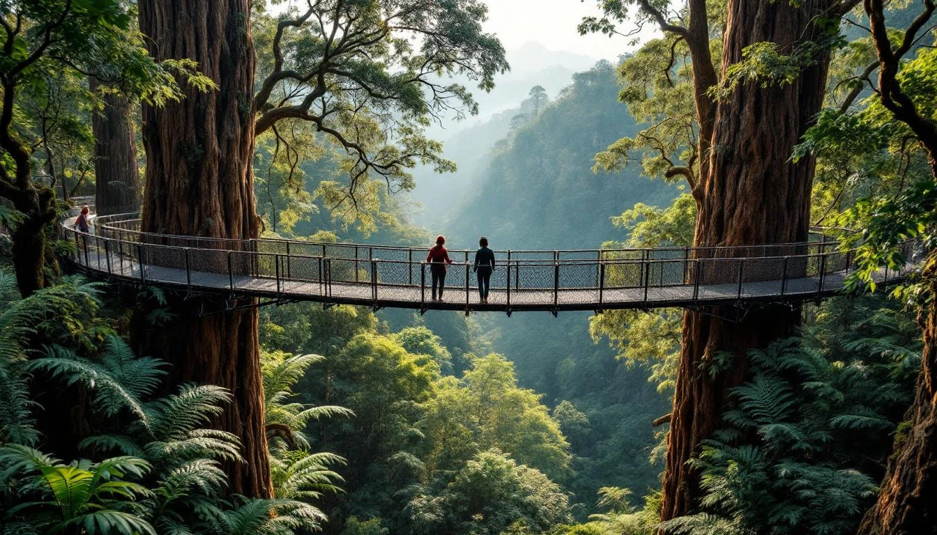 The Otway Fly Treetop Walk steel walkway above the rainforest canopy