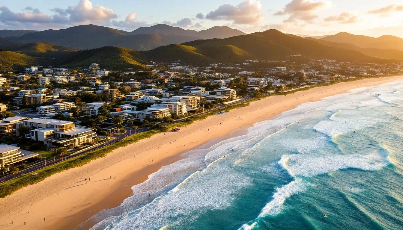 Aerial view of Torquay surf coast at the start of the Great Ocean Road