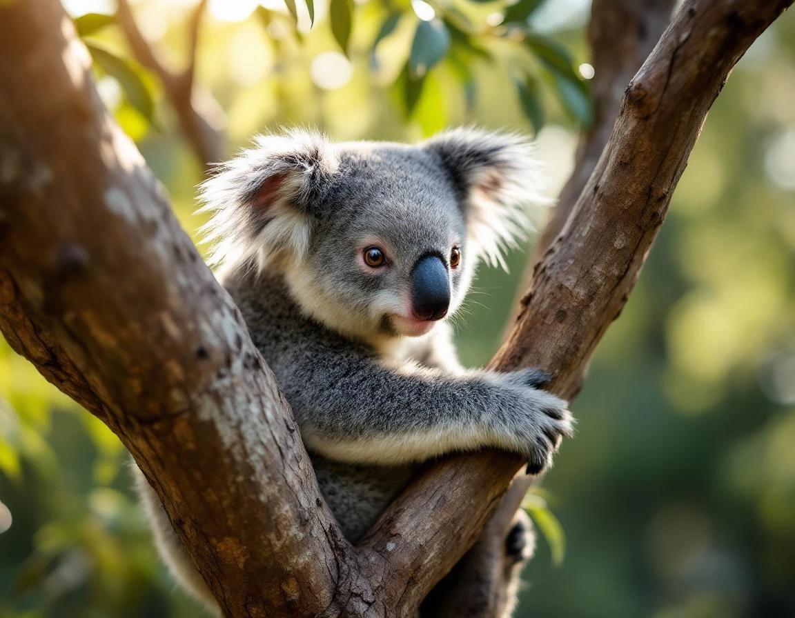 Wild koala in eucalyptus tree at Cape Otway along the Great Ocean Road